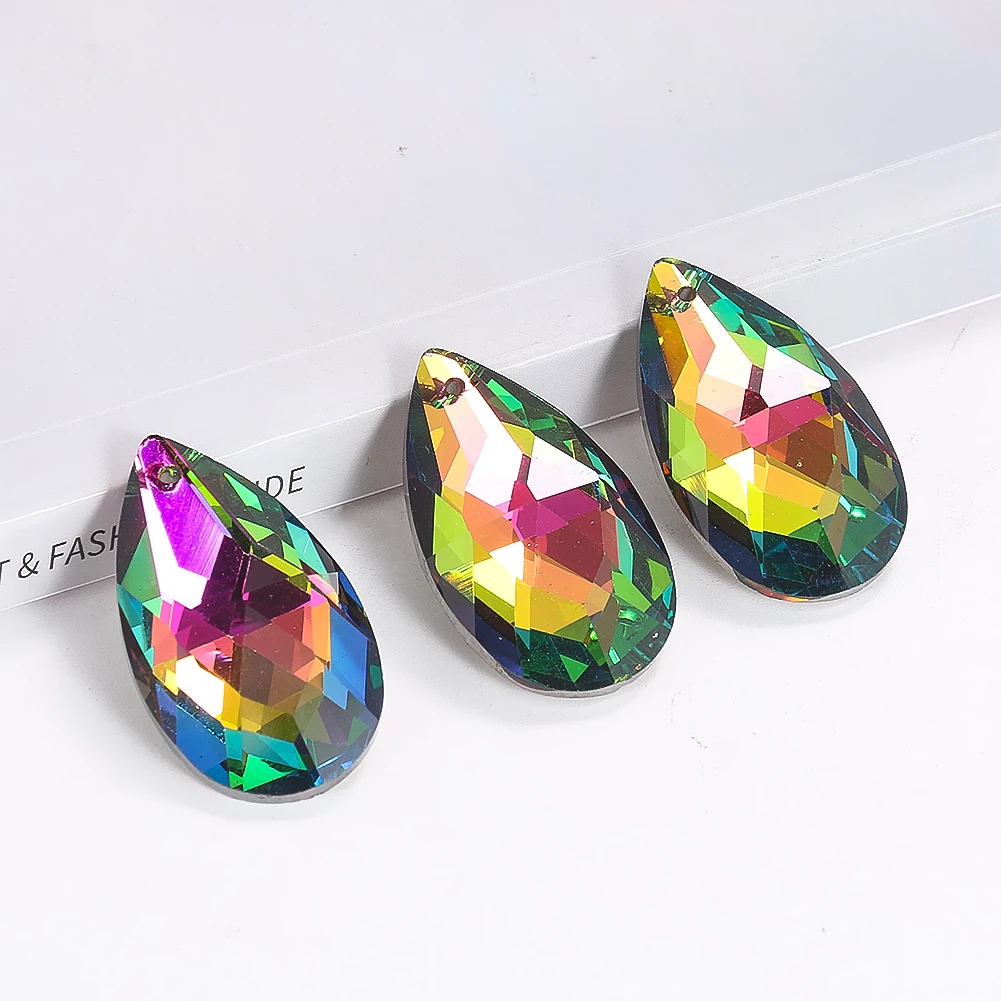 

2pcs/Lot 38mm Dazzling Color Water Drop Crystal Pendant Sun Catcher Pendants Chandelier Lighting Part DIY Jewelry Making Finding
