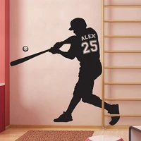 private custom name and number baseball batter player wall sticker home decor fierce competitive sports vinyl art decals
