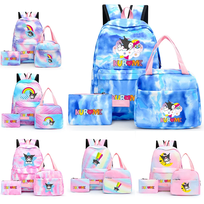 

3pcs/set Anime Sanrio Cinnamoroll bookbag Back To School Backpack Child Kawaii Gift with Pencil Case Lunch Bag Backpack for Girl