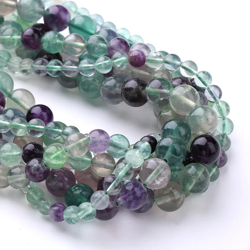 

Natural Green Fluorite Beads for Jewelry Making DIY Bracelets Accessories with Cutting Scissors 0.6mm Crystal Elastic Thread