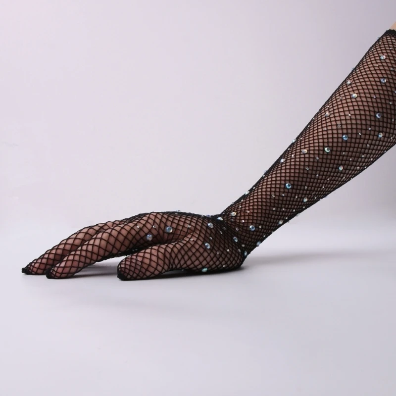 

2 пары, сетчатые рукава для пальцев L5YA, эластичный пояс, рукава с бриллиантами, Стрейчевые сексуальные искусственные бриллианты для маскарада