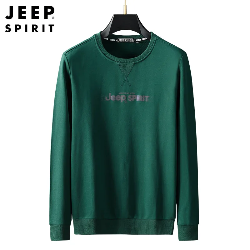 

JEEP SPIRIT Youth Fashion Sweater Cotton Round Neck Long Sleeve T-shirt Simple Casual All-match Top Men Comfortable Sweatshirts