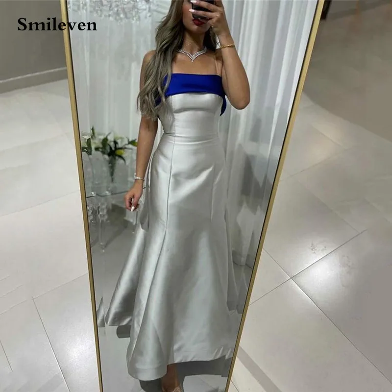 

Smileven, элегантные атласные вечерние платья-русалки без рукавов, платье для выпускного вечера в стиле Саудовской Аравии, платье длиной до щиколотки, деловые платья для торжественных случаев