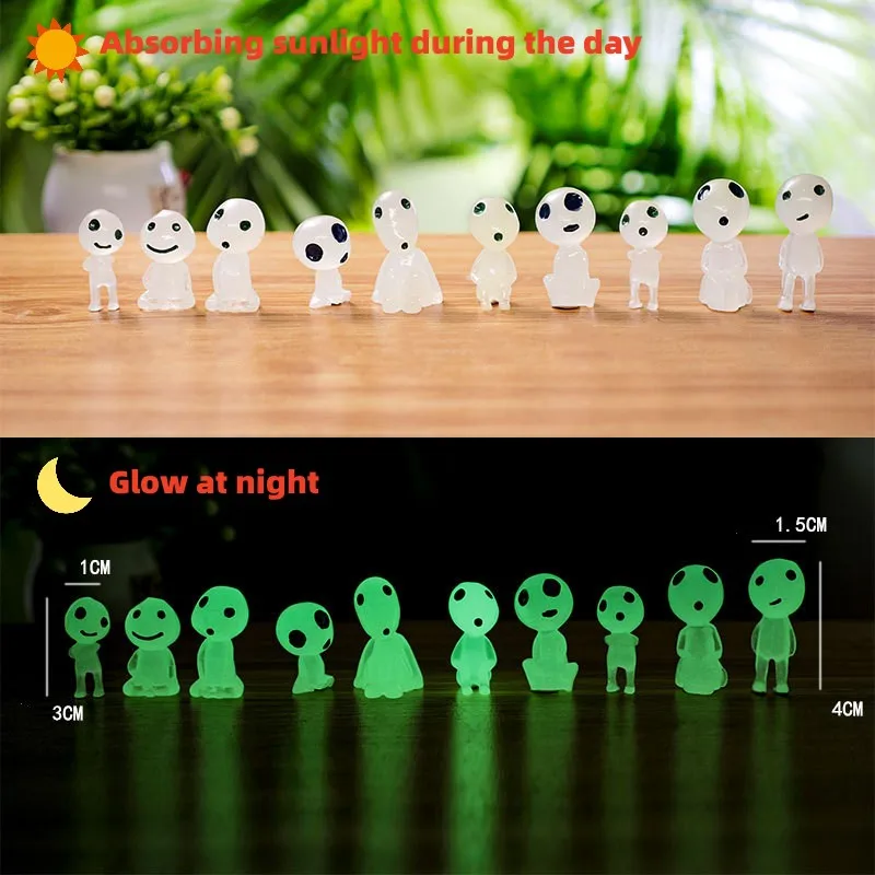 

10Pcs Luminous Tree Elves Spirits Figures Fairy Garden Micro Landscape Ornament Outdoor Glowing in Dark Miniature Flower Potted