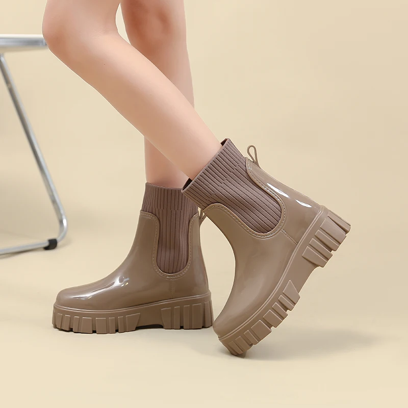 Women's Rubber Boots Thick-Soled Short-Tube Rain Boots Women's Waterproof Boots Women's Overshoes Work Garden Water Shoes 36-41