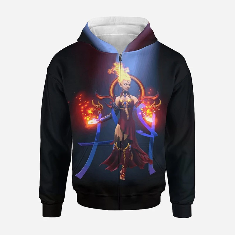 

2022 Autumn New Dota 2 Game 3D Print Cartoon Hooded Men Women Children Harajuku Style Zipper Sweatshirt Casual Zip up Hoodie