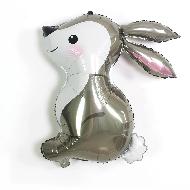 

Шарик в виде кролика серого цвета с длинными ушками, Гелиевый шар в виде кролика, украшение для вечеринки на свадьбу, день рождения, воздушный шар из алюминиевой фольги
