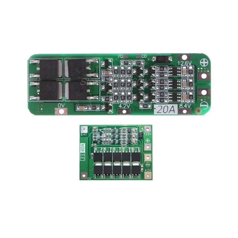 

2 Pcs 3S Li-Ion Lithium Battery Charger Protection Board PCB BMS Protection Board 12.6V Lipo Cell Module, 20A & 40A