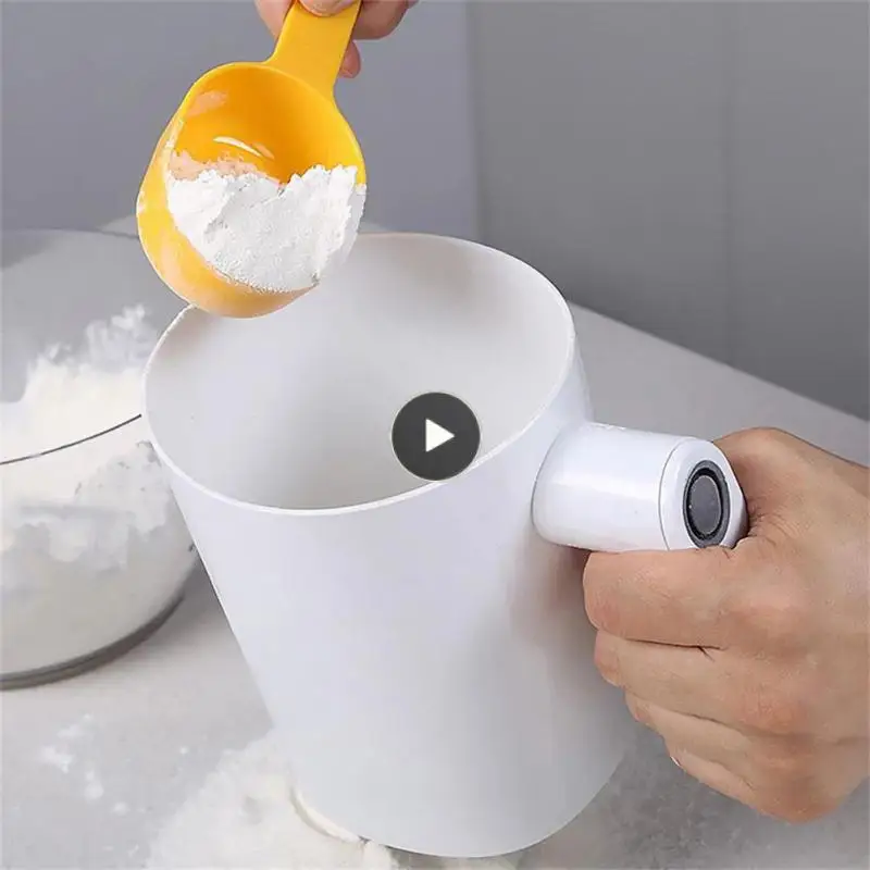 

Handheld Electric Flour Sieve Icing Sugar Powder 1L Stainless Steel Flour Screen Cup Shaped Sifter Kitchen Pastry Cake Tool