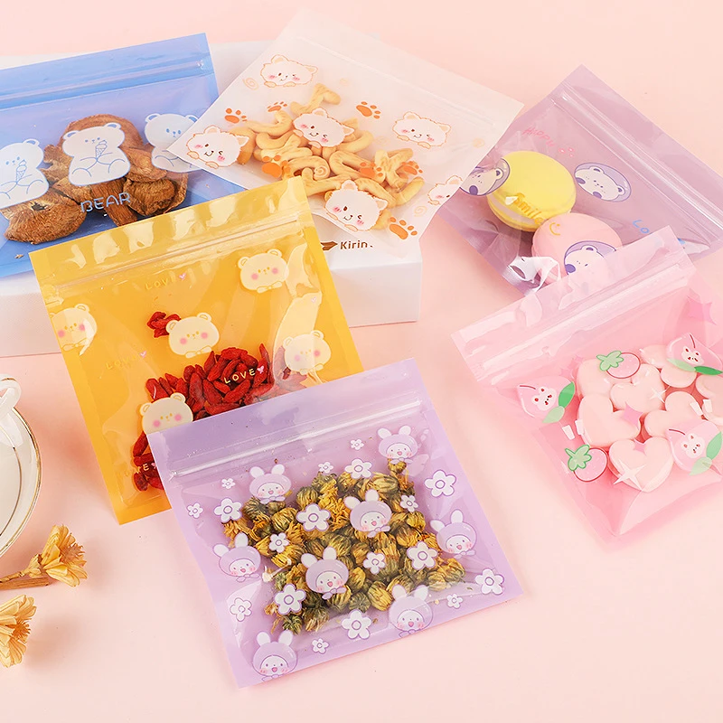 

10Pcs/Lot 13.5*13.5CM Cartoon Bear Rabbit Cat Sealed Plastic Bag Packaging Biscuit Dessert Bag Envelope Wedding Gift Jewelry Bag