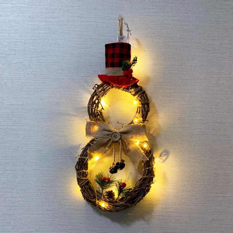 

Christmas Decoration Christmas Wreath Pendant Home Decoration LED Lights String Door Hanging Christmas Rattan Circle Rattan