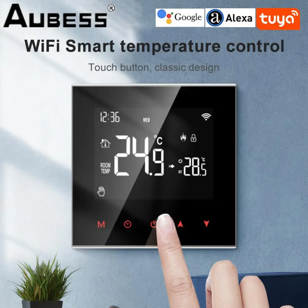 

Aubess Tuya Smart WiFi Thermostat Electric Floor Heating Water/Gas Boiler Temperature Remote Controller For Alexa Google Home