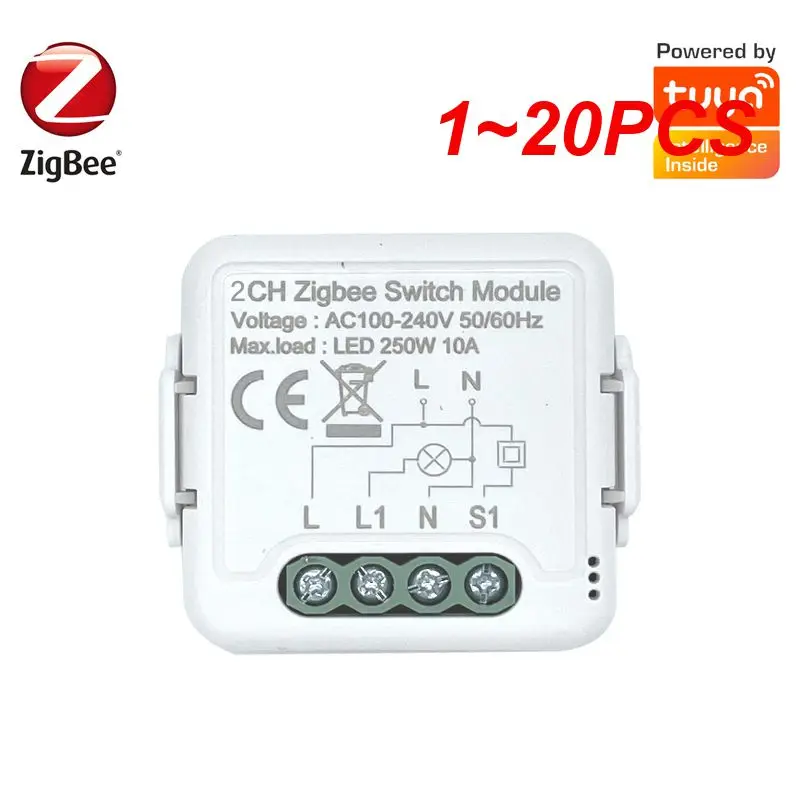 

Модуль переключателя Tuya Smart ZigBee 3,0, 1-20 шт., без нейтрального провода