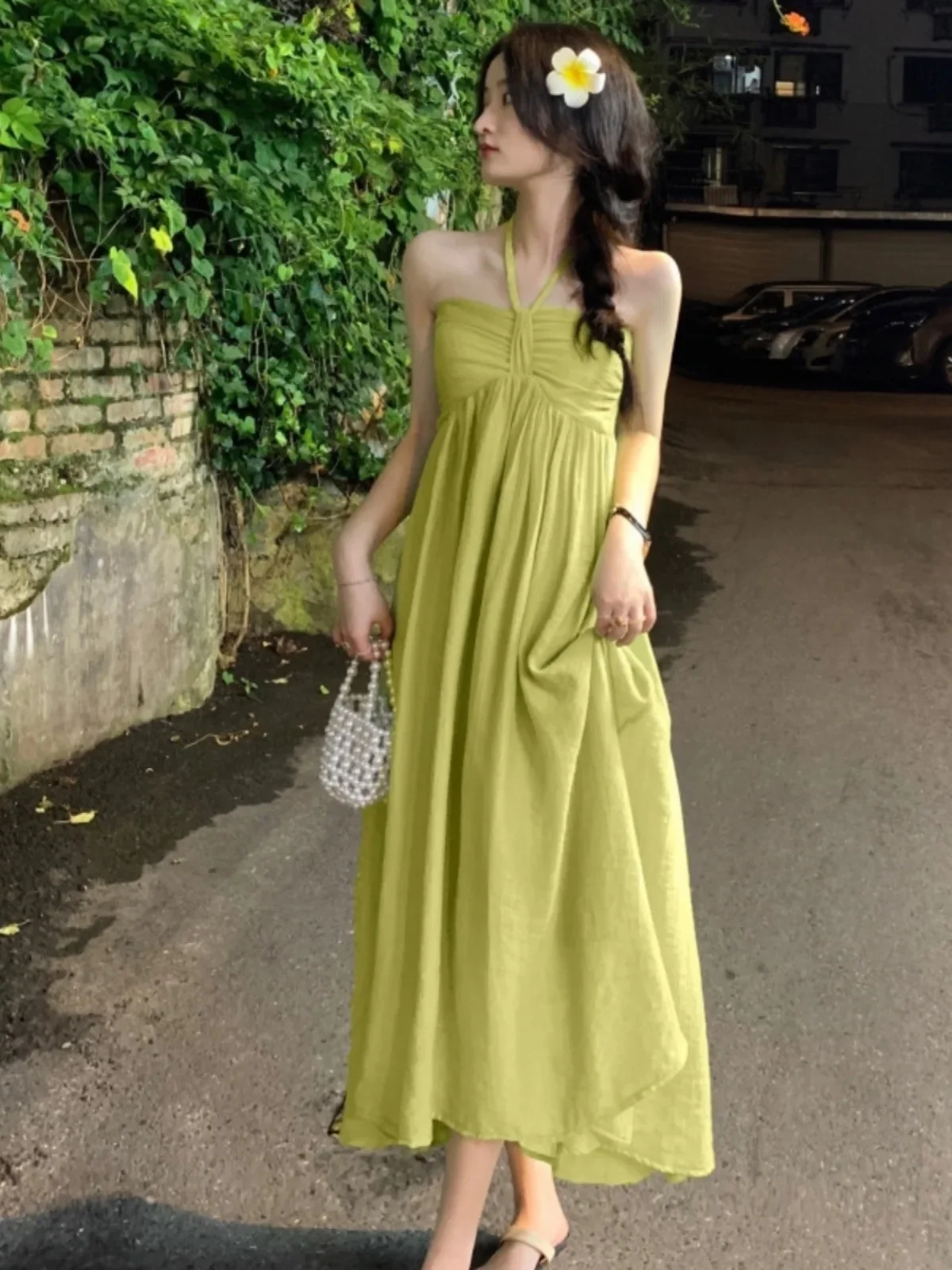 Элегантное Длинное платье во французском стиле Пляжное Платье для отпуска с