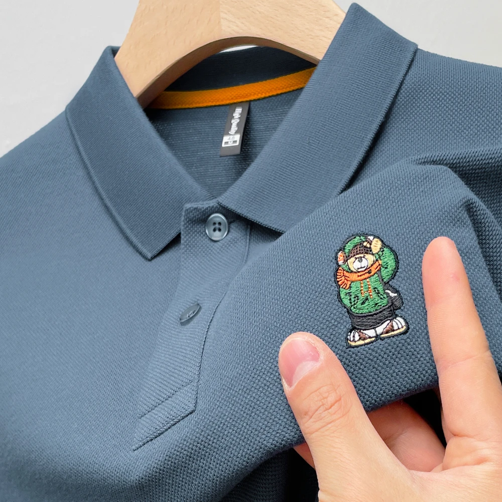 Embroidered logo 2023 new summer polo shirt Men's casual business lapel short sleeved T-shirt Golf clothing