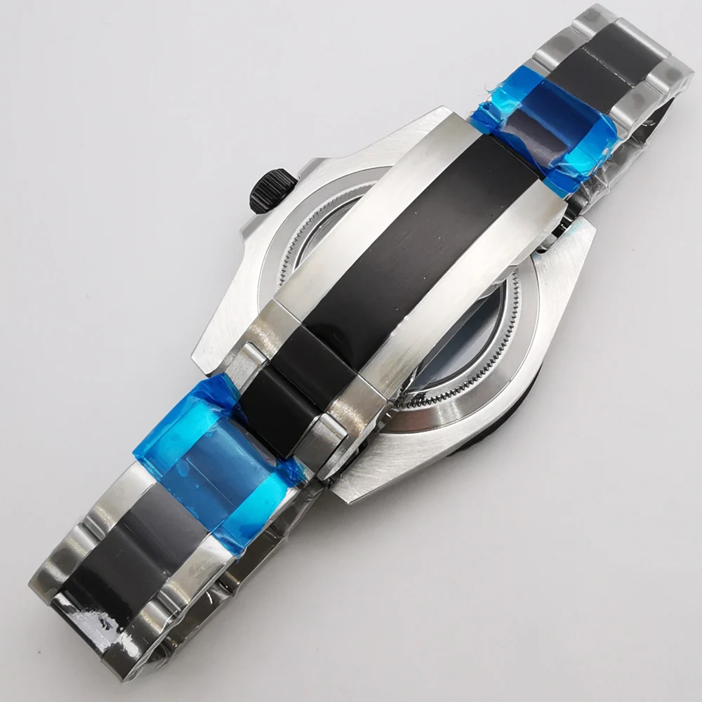 40mm sliver black watch case sapphire glass bracelet fit NH35 NH36 ETA2824 2836 DG2813 3804 Miyota 8215 PT5000 movement enlarge