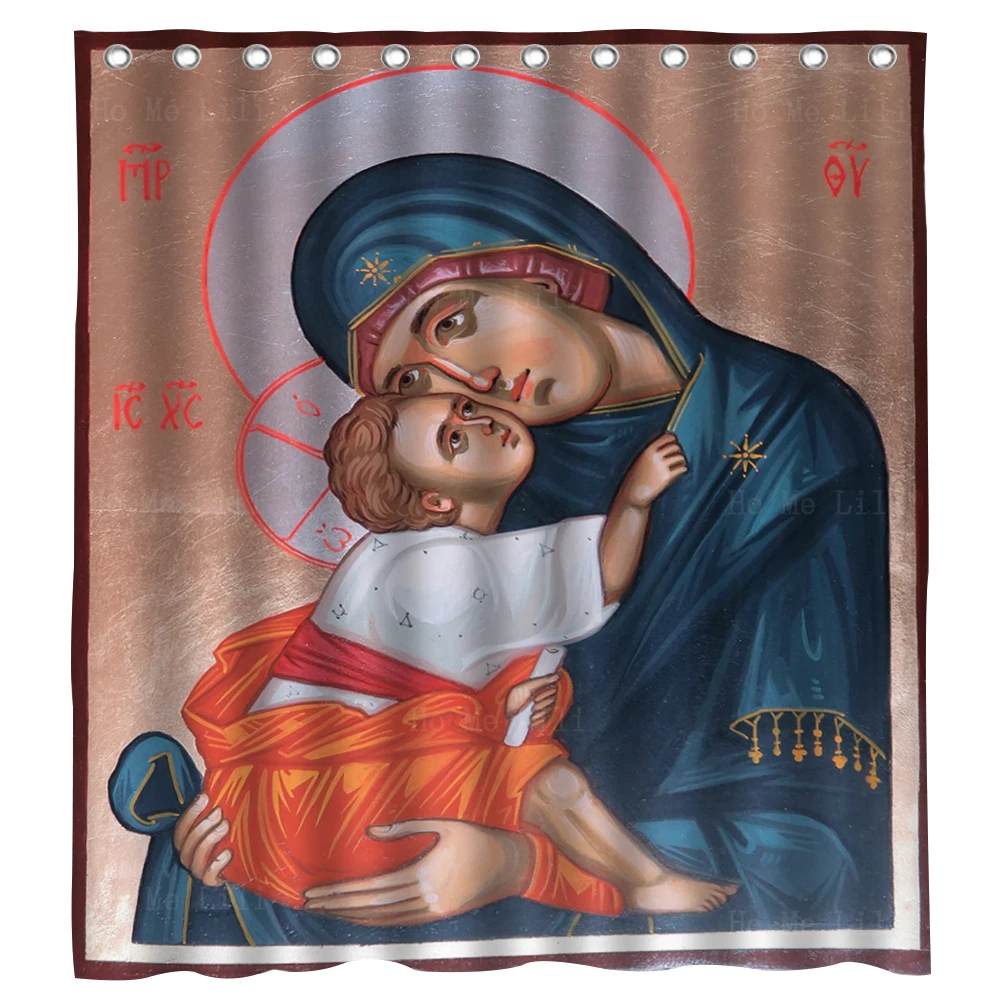 

Holy Mary Sweet Kissing Unfading Flower Burning Bush Greek Orthodox Icon Shower Curtain By Ho Me Lili Bathroom Decor