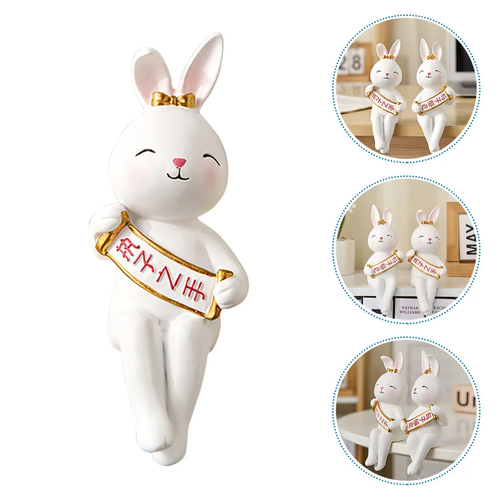 

Rabbit Bunny Statue Year Wedding Sculpture Figurinesnew Chinese The Decoration Decor Garden Miniature 2023 Resin Table Small