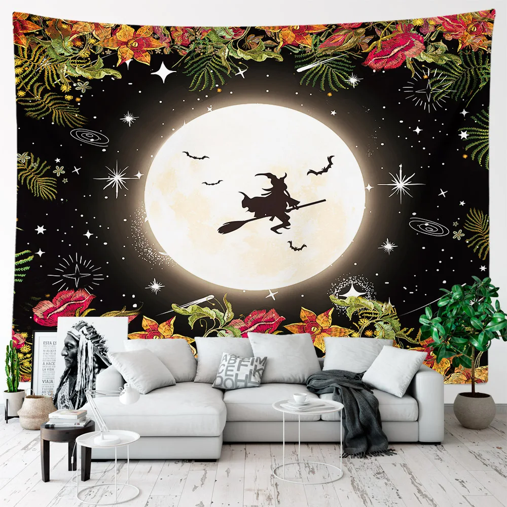 

Настенный Гобелен на Хэллоуин, украшение для комнаты в виде тыквы, фонаря, праздничный домашний гобелен в стиле хиппи для творчества, украше...
