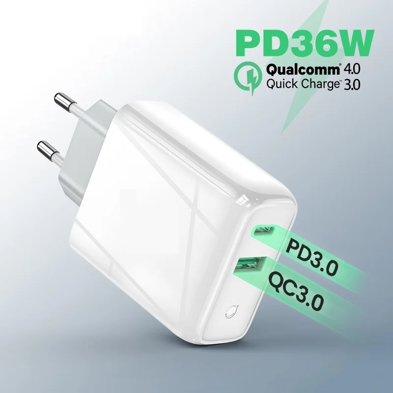 

36W Fast USB Charger Quick Charge 4.0 3.0 Type C PD Fast Charging for iPhone 13 USB Charger with QC 4.0 3.0 Phone Charger