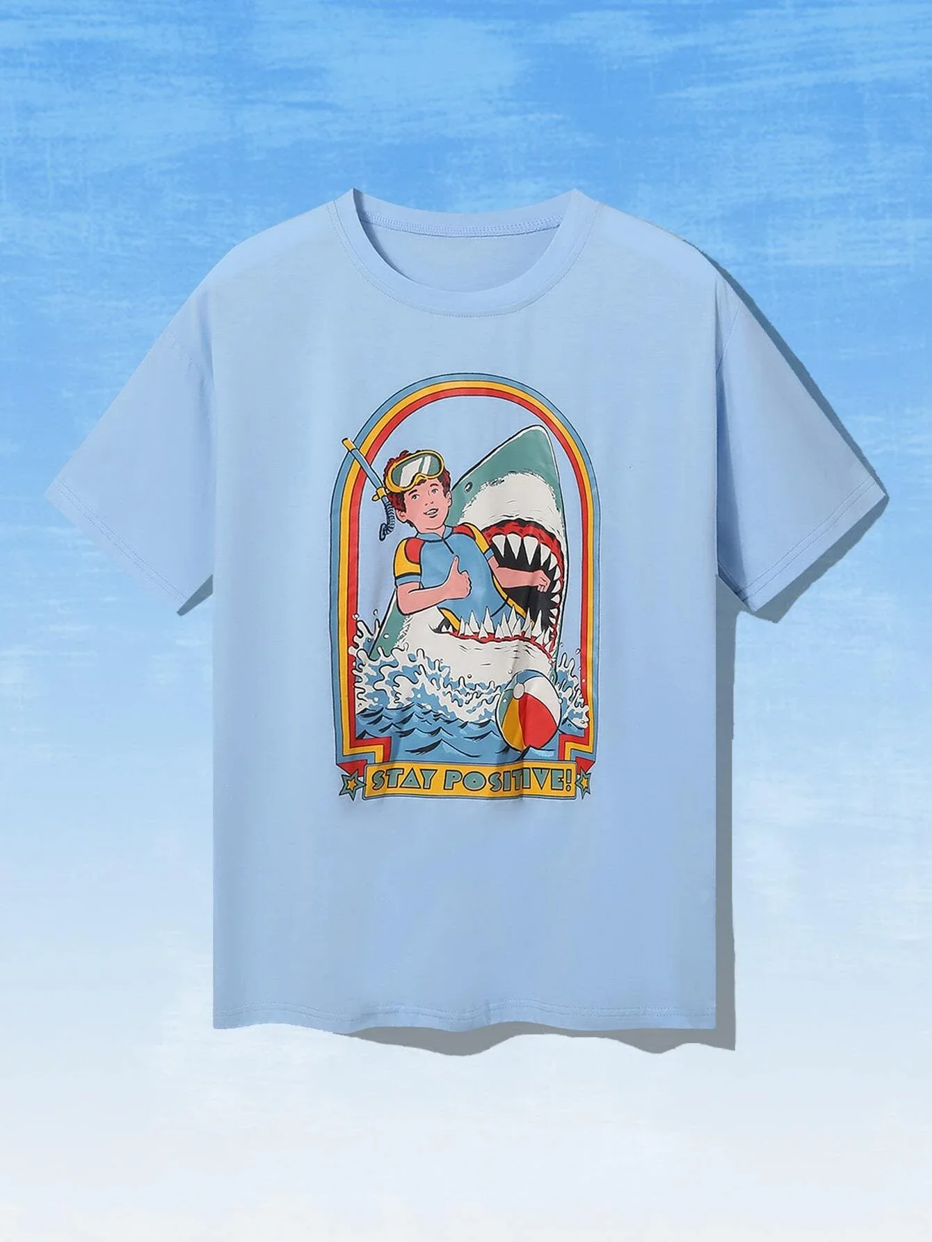 

Slogan Figure & Shark Graphic