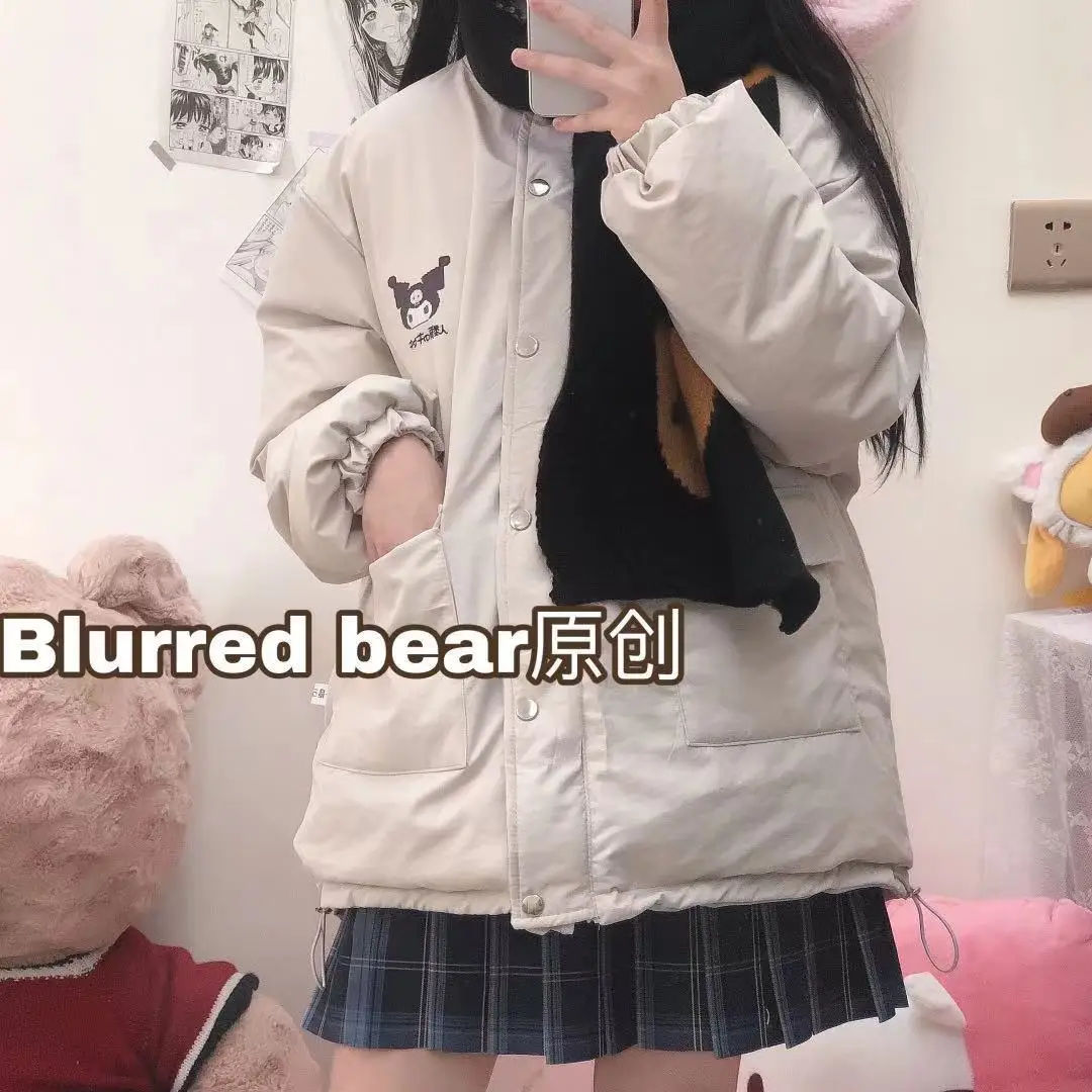 

2022 New Kawaii Sanrio Kuromi Cinnamoroll Female Cotton Clothing Japanese Autumn East Korean Version of Loose Bread Clothes