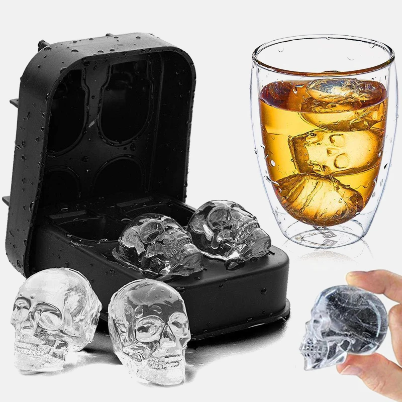 

3D Skull Silicone Mold Ice Cube Maker Chocolate Mould Tray Ice Cream DIY Tool Whiskey Wine Cocktail Ice Cube Best Sellers