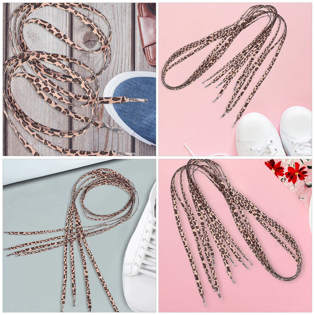 2 пары длинных шнурков с леопардовым кружевом модные кроссовки белые ботинки из