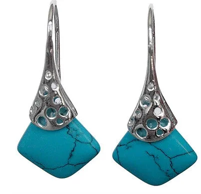 

Hot sell Noble- Pretty Jewelry 925 Sterling Silver Blue natural stone fashion Earrings