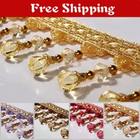12 mbatch european style curtain lace crystal beads decorative lace new pumpkin crystal beads hanging beads tassels