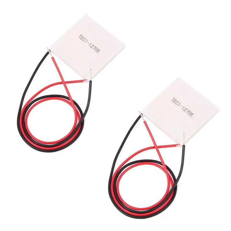 

2Pcs TEC1-12706 Semiconductor Refrigeration Tablets TEC1-12706 12V 6A Heatsink Peltier Cooler 40X40MM