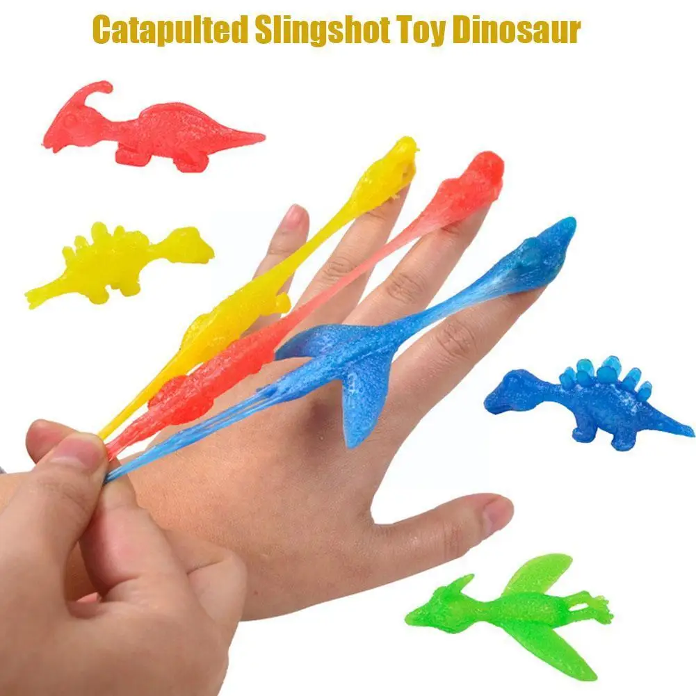 

1pc Dinosaur Toy Finger Launch Slingshot Tricky Fun Catapult Material Decompression Toy Novelty Turkey Creative TPR Props N7V0