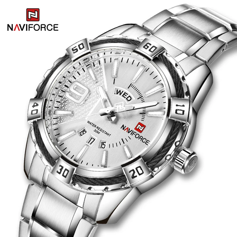 

NAVIFORCE Male Fashion Sports Quartz Wristwatch Men Stainless Steel Waterproof Casual Watch Classic Date Clock Relogio Masculino