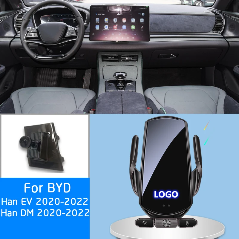 

15 Вт автомобильный телефон QI Беспроводное зарядное устройство для BYD Han EV/Han DM 2020-2022 автомобильный держатель телефона на вентиляционное отверстие Монтажный кронштейн вращение на 360 °