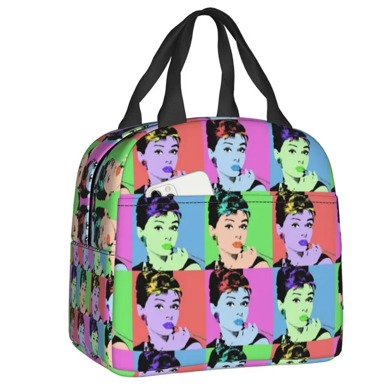 

Audrey Hepburn Art Insulated Lunch Bags for Outdoor Picnic Resuable Cooler Thermal Lunch Box Women Children