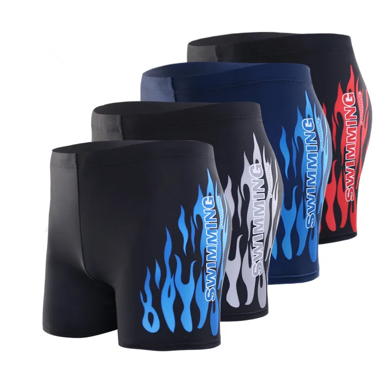 

Hot Flame Printed Large Size Men's Swimming Trunks Swimming Pool Beach Surf Bath Close-fitting Sport Boxer Shorts
