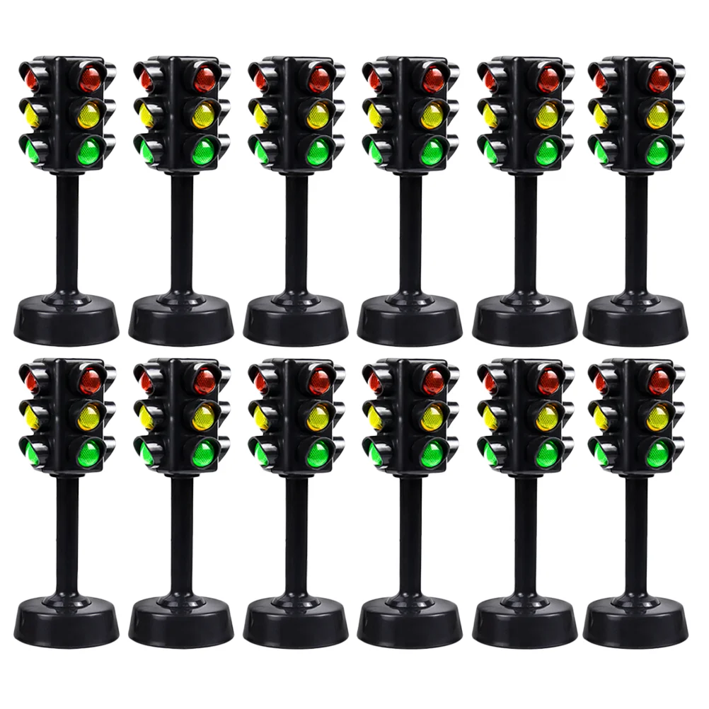 

12 Pcs Early Childhood Education Toys Traffic Signal Light Signs Model Room Educational Abs Crosswalk Models Toddler For kids