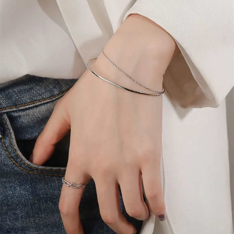 

Женский браслет из серебра 100% пробы, двухрядный браслет с цепочкой в виде креста и попкорна, подарок для девушек и подростков