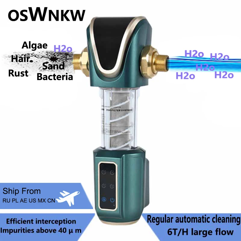 Whole House Spin Down Sediment Water Filter Central Prefilter System Backwash Stainless Steel Mesh