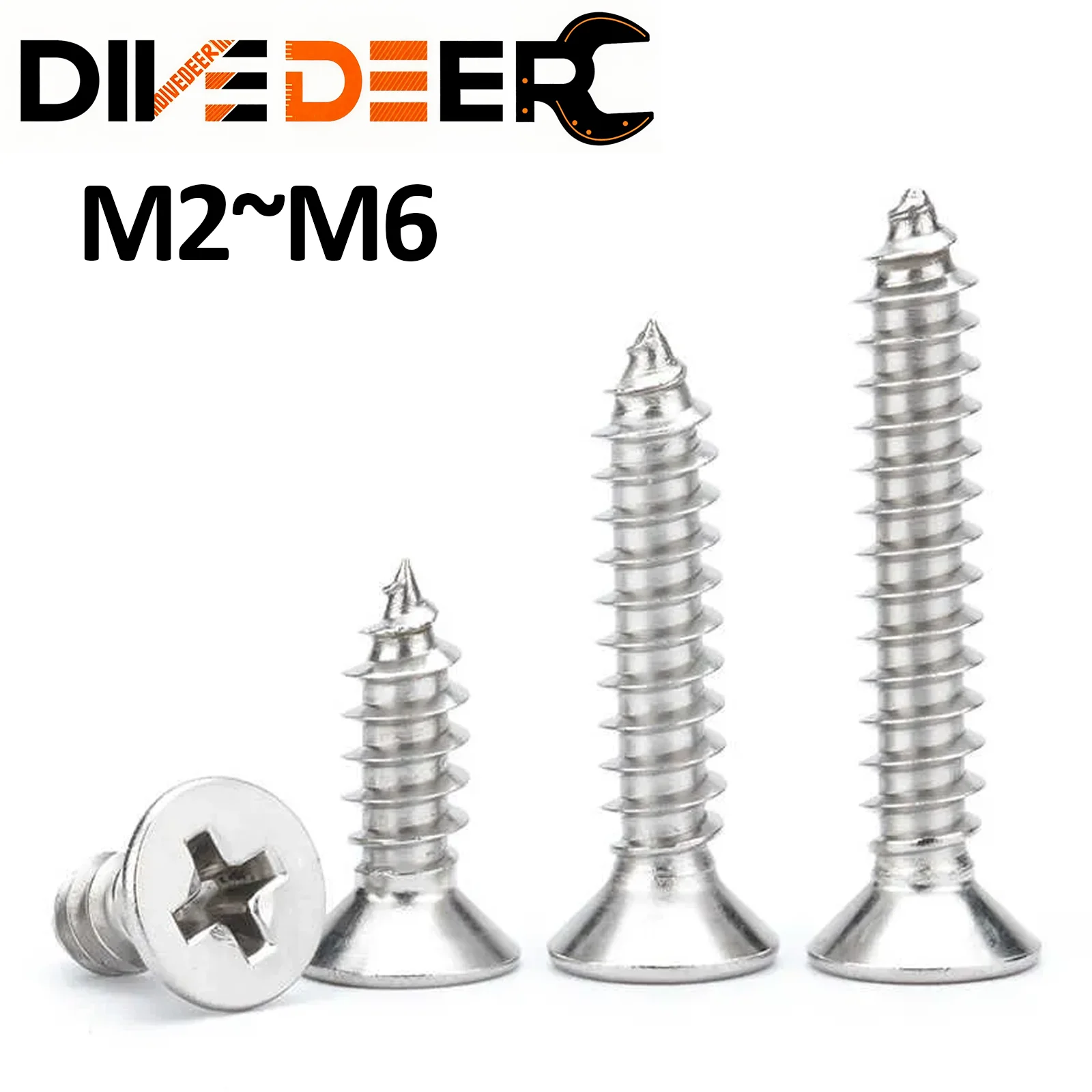 

DIVEDEER Саморезы по дереву из нержавеющей стали 304 Phillips