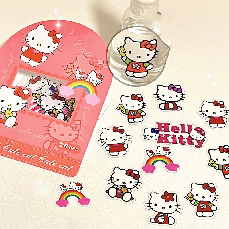 

24pcs/set Sanrio Anime Stickers Kuromi Mymelody Cartoon Waterproof Mobile Phone Decoration Stickers Material Gifts for Girls