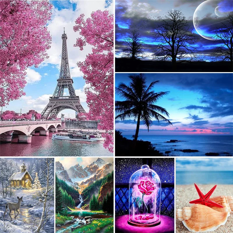 Алмазная 5d-картина сделай сам пейзаж Луна и дерево полная вышивка фотография