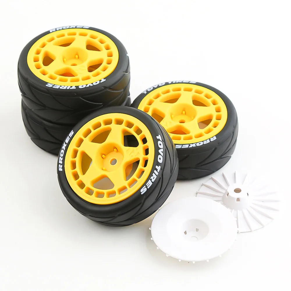 4 шт. 65 мм пластиковые колесные обода резиновая шина для 1/10 RC ралли на дороге Гонки