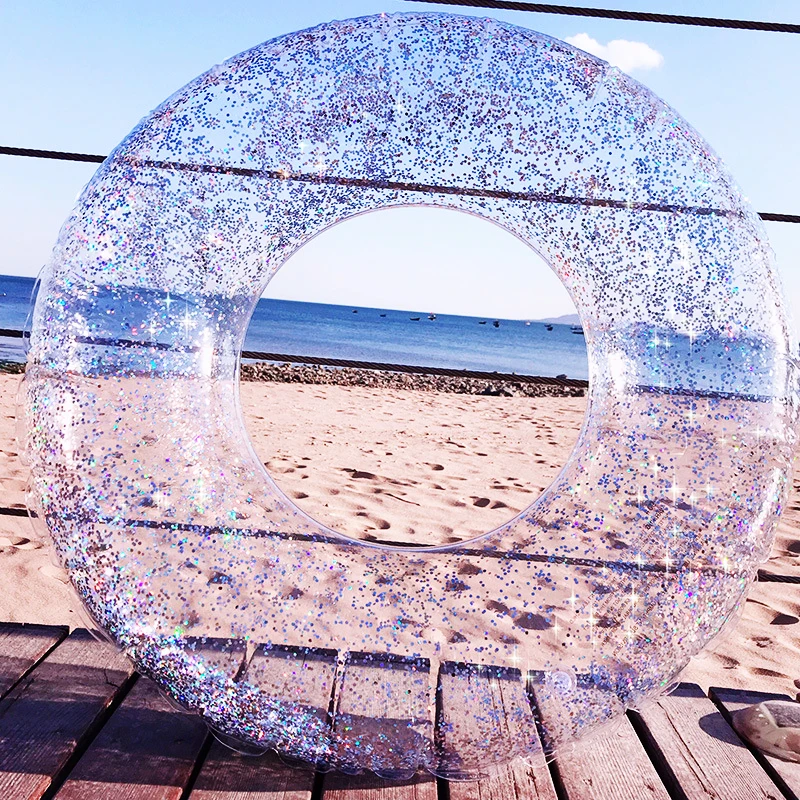 

Summer Inflatable Transparent Sequins Swimming Ring Children Kid Pool Party Float Mattress Circle Swimming Laps 70/80/90cm