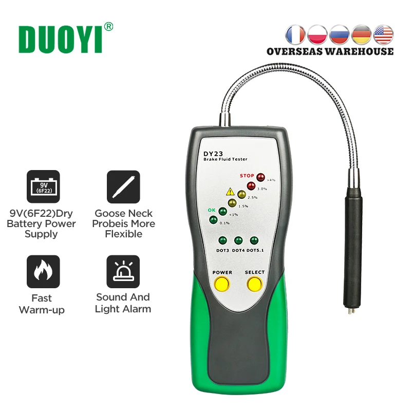 Автомобильный тестер тормозной жидкости, цифровой тестер тормозной жидкости, проверка качества автомобильного тормозного масла, светодиодный индикатор, дисплей Duoyi DY23/DY23B