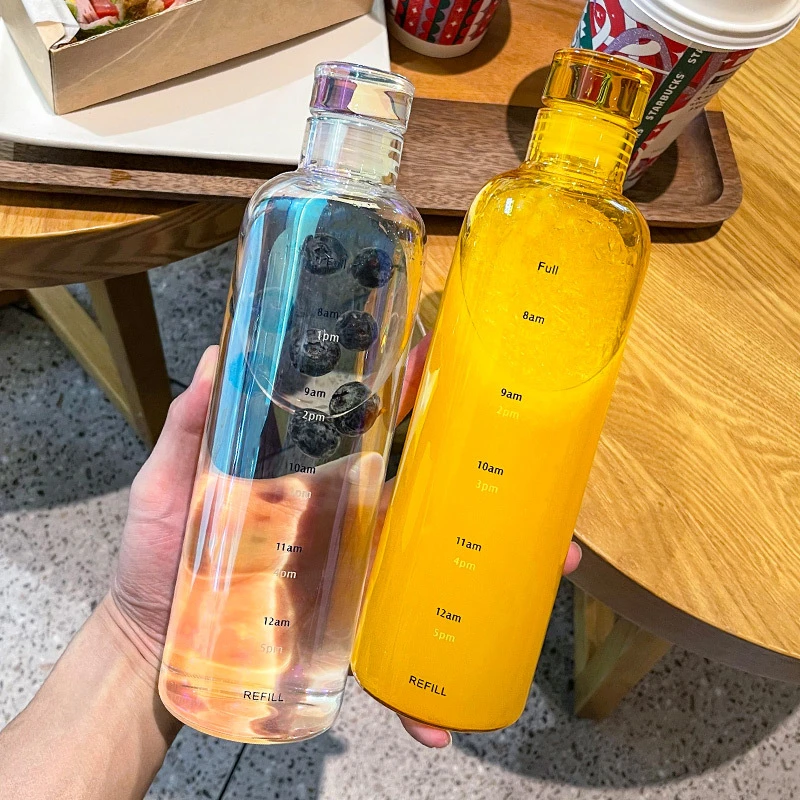 500/750ml Scale Mark Glass Water Bottle Outdoor Potable Sports Large Capacity Bottles Leakproof Milk Tea Cup Drinkware | Дом и сад