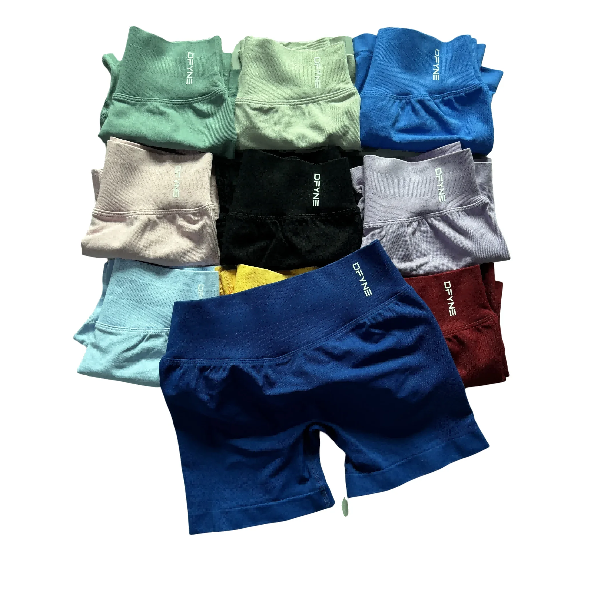 Ударные шорты с логотипом низкие ребристые для йоги короткие бесшовные