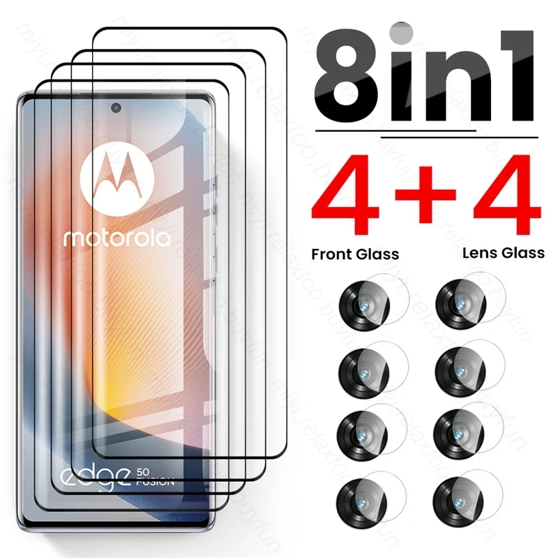 Для Motorola Edge 50 Fusion 5G Glass 8 в 1 закаленное стекло изогнутая защита экрана Moto Rola Edge50 Pro