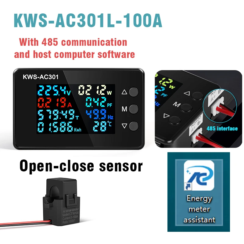 

Фотовольтметр 8 N1 AC 100A, ваттметр 300 В, цифровой амперметр, специальный чип, Электрический измеритель мощности, детектор с близким разрезом CT