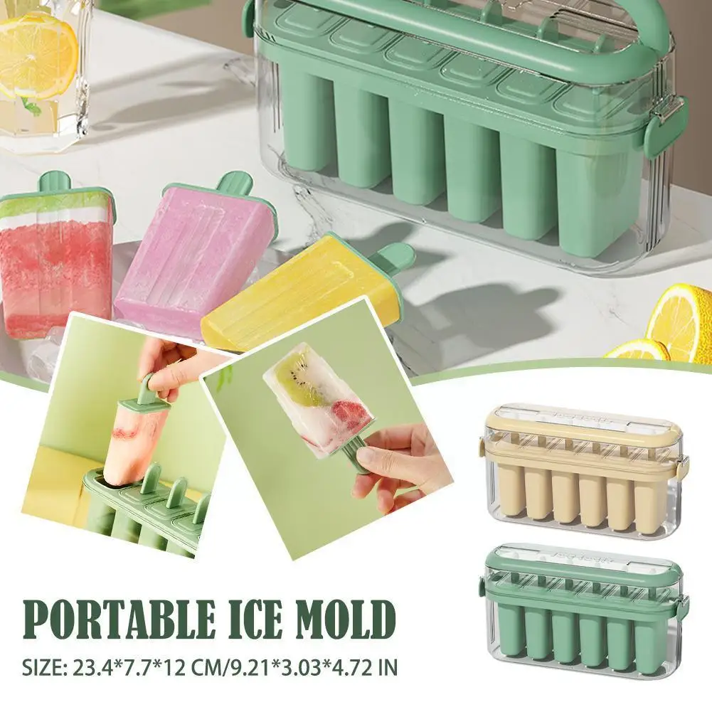 

6 Cell Ice Cream Mold Ice Mould Handmade Dessert Popsicle Mold For Freezer Fruit Ice Cube Maker Reusable Forms For Ice Crea R4d5